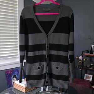 Dark Harts Black and Green Striped Cardigan